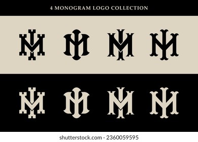 Monogram collection letter IM or MI with interlock, vintage, classic style good for brand, clothing, apparel, streetwear, baseball, basketball, football and etc