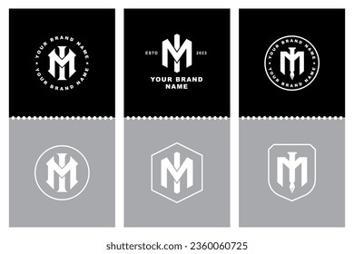 Monogram collection letter IM or MI with interlock style, badge design for brand, clothing, apparel, streetwear, baseball, basketball, football and etc