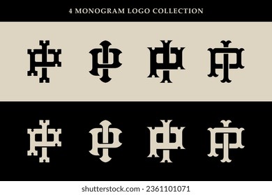 Monogram collection letter IP or PI with interlock, vintage, classic style good for brand, clothing, apparel, streetwear, baseball, basketball, football and etc
