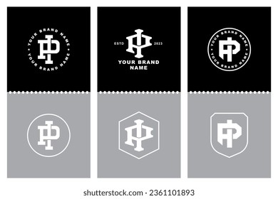 Monogram collection letter IP or PI with interlock style, badge design for brand, clothing, apparel, streetwear, baseball, basketball, football and etc