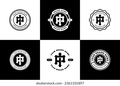 Monogram collection letter IP or PI with interlock style, badge design for brand, clothing, apparel, streetwear, baseball, basketball, football and etc