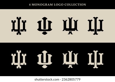 Monogram collection letter IU or UI with interlock, vintage, classic style good for brand, clothing, apparel, streetwear, baseball, basketball, football and etc