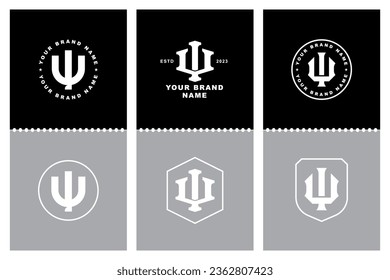 Letra de colección monograma IU o UI con estilo de interconexión, diseño de placa para marca, ropa, ropa, ropa, ropa de calle, béisbol, baloncesto, fútbol, etc