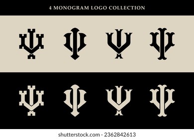 Monogram collection letter IV or VI with interlock, vintage, classic style good for brand, clothing, apparel, streetwear, baseball, basketball, football and etc