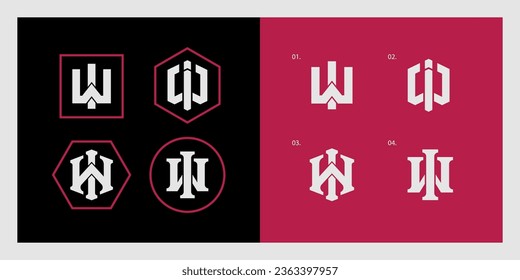 Monogram collection letter IW or WI with interlock style good for brand, clothing, apparel, streetwear, baseball, basketball, football and etc