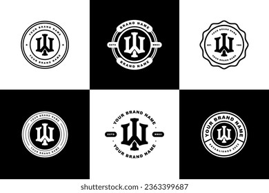 Carta de colección de monograma IW o WI con estilo de enclavamiento, diseño de insignias para marca, ropa, ropa, ropa de calle, béisbol, baloncesto, fútbol, etc