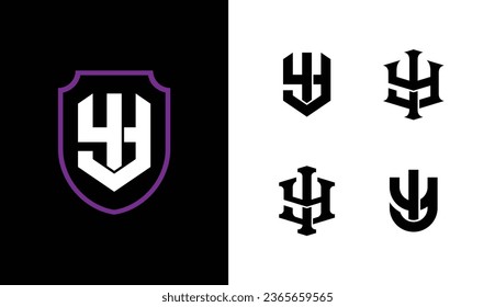 Monogram collection letter IY or YI with shield, interlock style good for brand, clothing, apparel, streetwear, baseball, basketball, football and etc