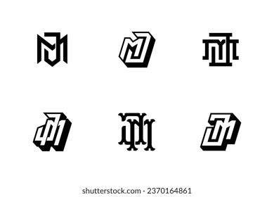 Monogram collection letter JM or MJ with interlock, modern, classic style good for brand, clothing, apparel, streetwear, baseball, basketball, football and etc