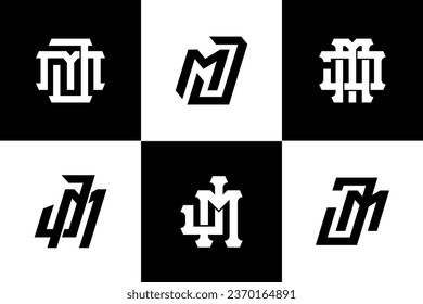 Carta de colección de monograma JM o MJ con interbloqueo, estilo moderno bueno para marca, ropa, ropa, ropa, ropa de calle, béisbol, baloncesto, fútbol, etc