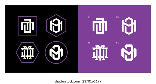 Monogram collection letter JM or MJ with interlock style good for brand, clothing, apparel, streetwear, baseball, basketball, football and etc