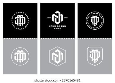 Monogram collection letter JM or MJ with interlock style, badge design for brand, clothing, apparel, streetwear, baseball, basketball, football and etc