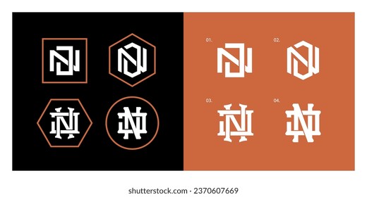 Monogram collection letter JN or NJ with interlock style good for brand, clothing, apparel, streetwear, baseball, basketball, football and etc