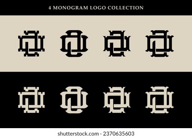 Carta de colección de monograma JO o DO con enclavamiento, vintage, estilo clásico bueno para marca, ropa, ropa, ropa, ropa de calle, béisbol, baloncesto, fútbol, etc