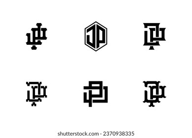 Monogram collection letter JP or PJ with interlock, modern, classic style good for brand, clothing, apparel, streetwear, baseball, basketball, football and etc