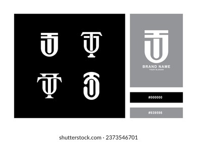 Monogram collection letter JT or TJ with interlock style good for brand, clothing, apparel, streetwear, baseball, basketball, football and etc
