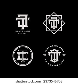 Letra monograma JT o TJ con estilo de interconexión buena para marca, ropa, ropa, ropa, calle, béisbol, baloncesto, fútbol, etc