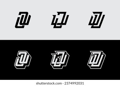 Monogram collection letter JU or UJ with interlock style good for brand, clothing, apparel, streetwear, baseball, basketball, football and etc