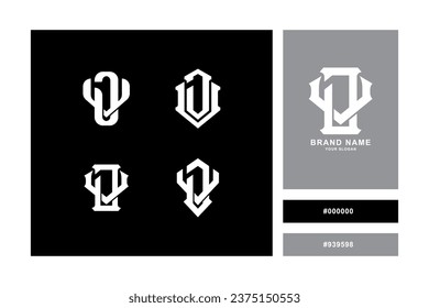 Monogram Collection letter JV oder VJ mit Interlock, modernem Stil, gut für Marke, Kleidung, Straßenbekleidung, Baseball, Basketball, Fußball usw.