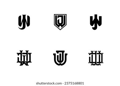 Monogram collection letter JW or WJ with interlock, modern, classic style good for brand, clothing, apparel, streetwear, baseball, basketball, football and etc