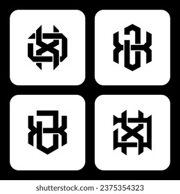 Carta de colección de monograma JX o XJ con estilo de enclavamiento bueno para marca, ropa, ropa, ropa de calle, béisbol, baloncesto, fútbol, etc