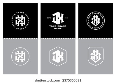 Carta de colección de monograma JX o XJ con enclavamiento, estilo moderno, diseño de insignias para marca, ropa, ropa, ropa, ropa de calle, béisbol, baloncesto, fútbol, etc