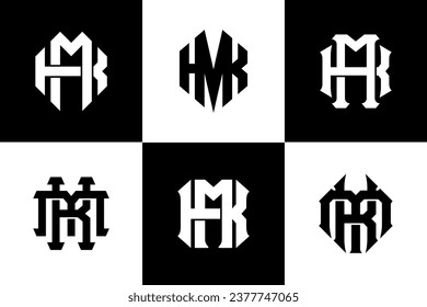 Monogram collection letter KM or MK with interlock style good for brand, clothing, apparel, streetwear, baseball, basketball, football and etc