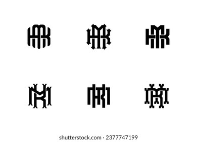 Monogram collection letter KM or MK with interlock, modern, classic style good for brand, clothing, apparel, streetwear, baseball, basketball, football and etc