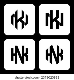 Monogram-Sammelbrief KN oder NK mit Interlock-Stil, gut für Marke, Kleidung, Kleidung, Straßenbekleidung, Baseball, Basketball, Fußball usw.
