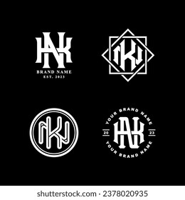 Letra monograma KN o NK con estilo de enclavamiento bueno para marca, ropa, ropa, ropa de calle, béisbol, baloncesto, fútbol, etc