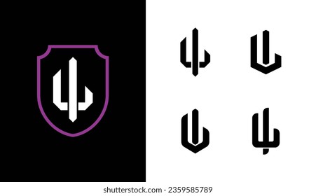 Monogram collection letter LI or IL with shield, interlock, modern style good for brand, clothing, apparel, streetwear, baseball, basketball, football and etc