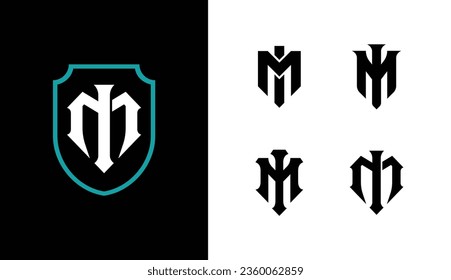 Monogram collection letter MI or IM with shield, interlock, modern style good for brand, clothing, apparel, streetwear, baseball, basketball, football and etc