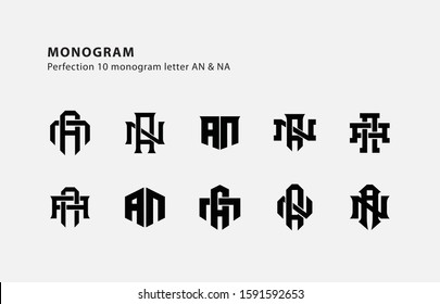 monogram collection letter AN or NA black on white background for clothing, apparel, sport, company