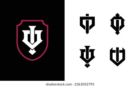Monogram collection letter OI or IO with shield, interlock, modern style good for brand, clothing, apparel, streetwear, baseball, basketball, football and etc