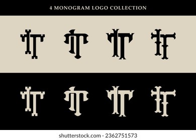 Monogram collection letter IT or TI with interlock, vintage, classic style good for brand, clothing, apparel, streetwear, baseball, basketball, football and etc