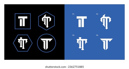 Monogram collection letter IT or TI with interlock, modern style good for brand, clothing, apparel, streetwear, baseball, basketball, football and etc