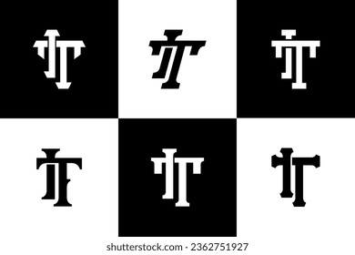 Monogram collection letter IT or TI with interlock style good for brand, clothing, apparel, streetwear, baseball, basketball, football and etc