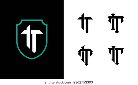 Monogram collection letter TI or IT with shield, interlock, modern style good for brand, clothing, apparel, streetwear, baseball, basketball, football and etc