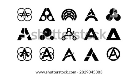 A Monogram Collection — A collection of monogram logos built around the letter A, featuring geometric, minimal, precise, and modern construction to create a strong, premium, and memorable identity.