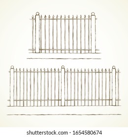 Monogram convoluted enclose framework hedge bar section element on white sky backdrop. Black outline hand drawn design logo sign sketchy in ancient art doodle style. Close up view with space for text