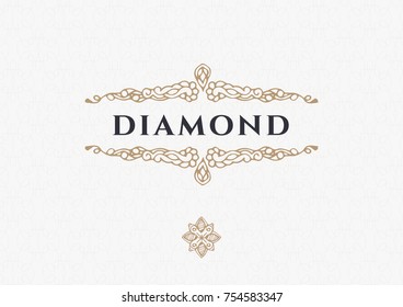 Monogram creative card template with beautiful flourishes ornament elements. Elegant design for corporate identity, logo, invitation. Design of background products.