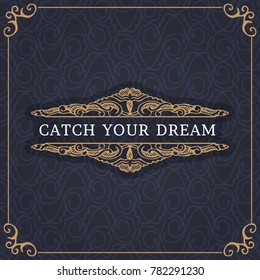 Monogram creative card template with beautiful flourishes ornament elements. Elegant design for corporate identity, logo, invitation. Design of background products.