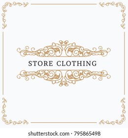 Monogram creative card template with beautiful flourishes ornament elements. Elegant design for corporate identity, logo, invitation. Design of background products.