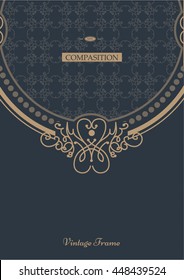 Monogram creative card template with flourishes ornament elements. Elegant design for cafe, restaurant, heraldic, jewelry, fashion
