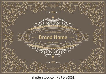 Monogram creative cards template with flourishes ornament elements. Elegant design for cafe, restaurant, heraldic, jewelry, fashion