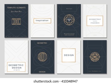 Monogram Creative Cards Template With Geometric Elements. Elegant Design For Cafe, Restaurant, Heraldic, Jewelry, Fashion.