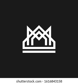 monogram crown vector logo in a modern line style