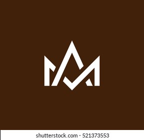 monogram crown vector logo in a modern line style
