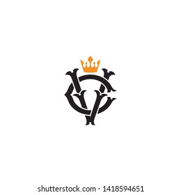 monogram CV template logo letter with crown