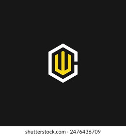 Monogram CW WC C W initial bold luxury clogo template for gym sport technology brand business