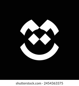 The monogram design is circular and forms the letters "u" and "m". white on a black background.